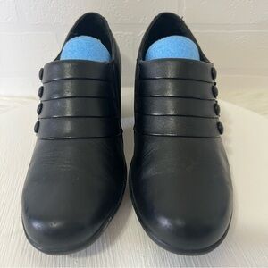 Clarks Bendables Emslie Black Leather Witchycore Slip On Pump Booties Shoes 7